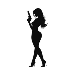 Silhouette of a woman standing confidently with one hand on hip