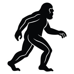 Epic Bigfoot Silhouette Vector Collection Featuring Forest, Mountain, and Mythical Cryptid Scenes in Minimalist Black Style