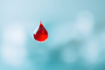 clean image of blood drop forming amidst serene background capturing essence of world blood donor day