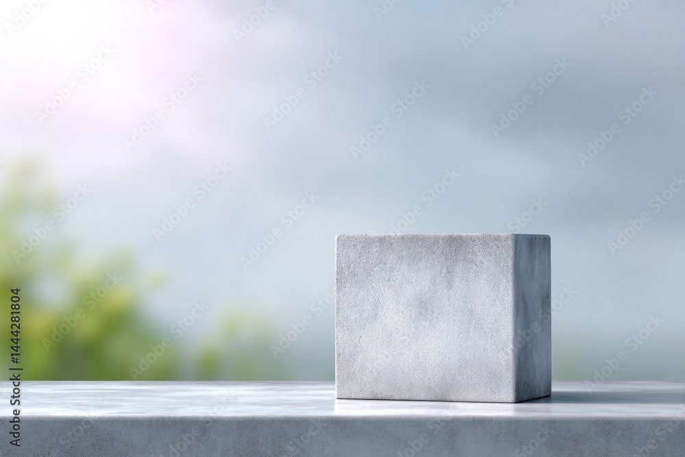 Poster clean minimalistic image of futuristic empty podium set against soft background