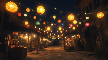 Night market street scene