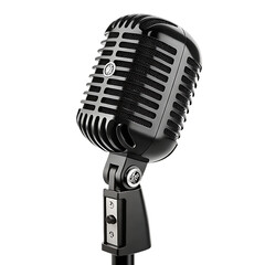 Fototapeta premium Black microphone isolated on white background PNG 