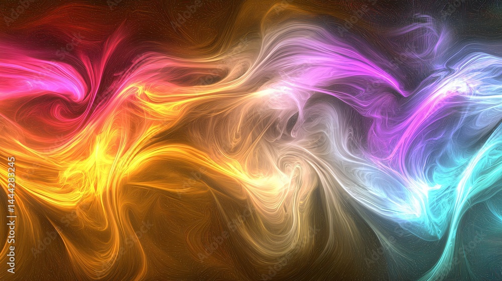 Poster vibrant colorful abstract background with dynamic patterns and illuminating neon lights creating a s