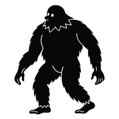 Epic Bigfoot Silhouette Vector Collection Featuring Forest, Mountain, and Mythical Cryptid Scenes in Minimalist Black Style