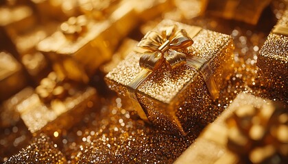 Sparkling gold gift boxes