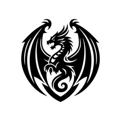 Tribal Winged Dragon Emblem Tattoo Vector Design