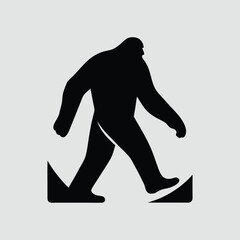Epic Bigfoot Silhouette Vector Collection Featuring Forest, Mountain, and Mythical Cryptid Scenes in Minimalist Black Style