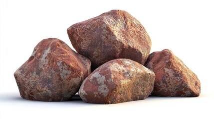 A group of red-hued sandstone boulders from an arid region, isolated