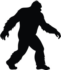 Epic Bigfoot Silhouette Vector Collection Featuring Forest, Mountain, and Mythical Cryptid Scenes in Minimalist Black Style