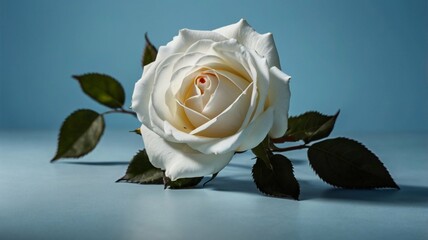white rose on blue background