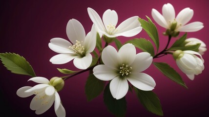Obraz premium white flowers on black and maroon background