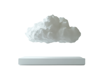 Fluffy white cloud floating above a flat surface.