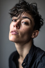 Obraz premium Studio Portraits of Non-Binary Androgynous Looking Person