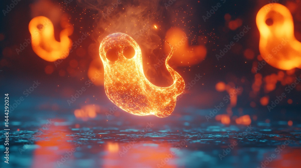 Poster enigmatic fire burning midair creating a mesmerizing visual effect of light and heat in an otherworl