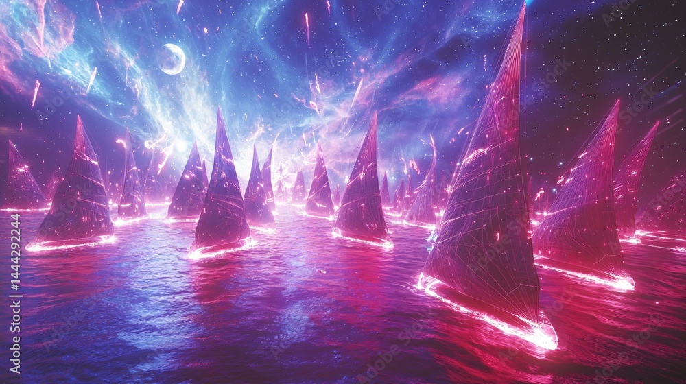 Poster futuristic city with abundant lights creating a dazzling nightscape filled with imagination and tech