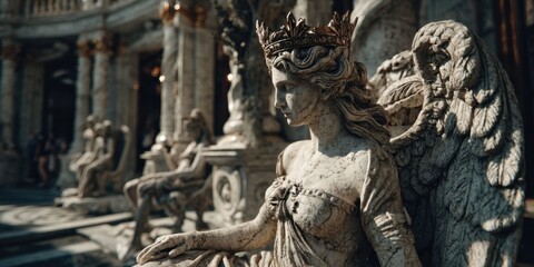 Naklejka premium Elegant Marble Statue of Greek Goddess Hera
