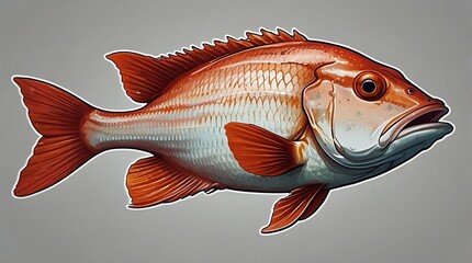 Illustration of a snapper fish sticker, featuring striking  eyes that enhance its lively appearance.