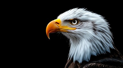 Obraz premium Majestic Bald Eagle Portrait Against Black Background