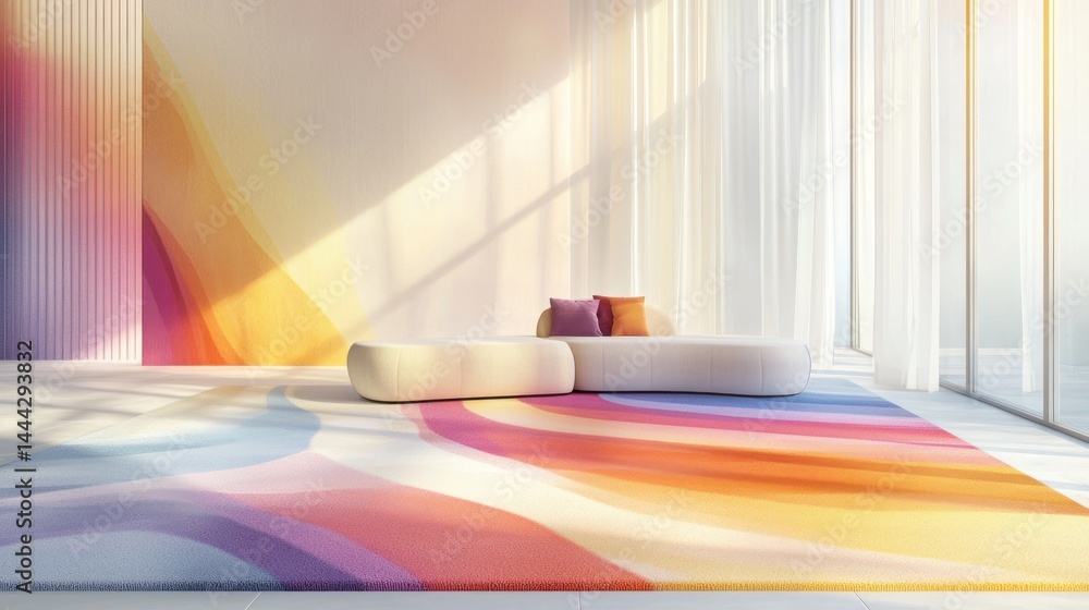Poster a set of modern abstract carpets with gradient colors on a white background
