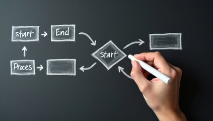 Hand using digital interface to draw a social network concept diagram for future business communication