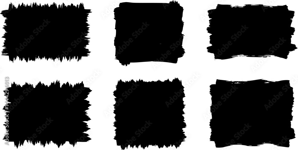 Poster black vector rough edge rectangles. grunge square frames set. jagged edge torn paper background coll