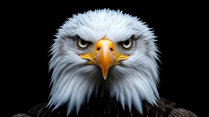 Fototapeta premium Majestic Bald Eagle Portrait Against Black Background