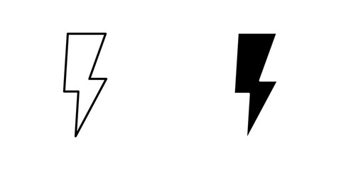 Thunder bolt icon symbol collection on white background.