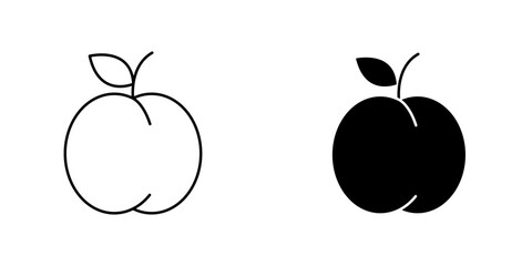 Peach icon symbol collection on white background.