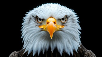 Obraz premium Majestic Bald Eagle Portrait Against Black Background