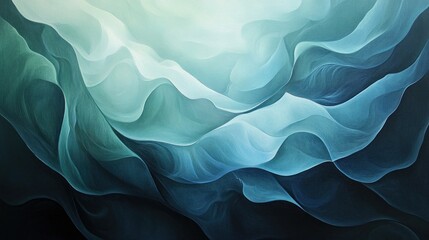 Obraz premium Abstract depiction of ethereal, flowing teal and blue landscapes.