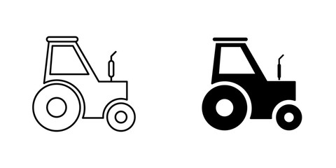 Tractor icon symbol collection on white background.