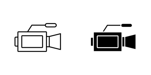 Camcorder icon symbol collection on white background.
