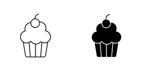 Cupcake icon symbol collection on white background.