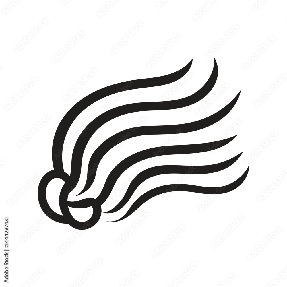 Aufkleber abstract black wavy lines with interlocking circles modern design element