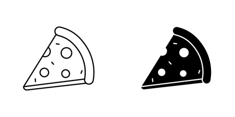 Pizza slice icon symbol collection on white background.