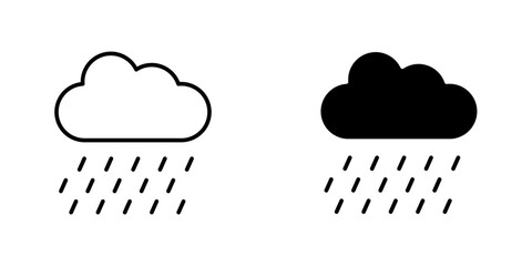 Rain icon symbol collection on white background.