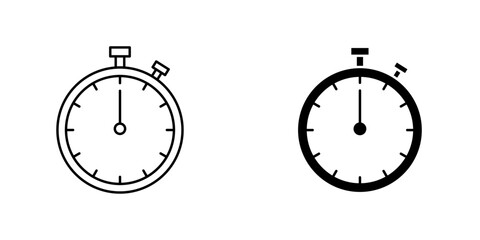 Stopwatch icon symbol collection on white background.