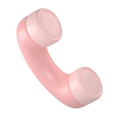 Pink retro telephone handset receiver 3d render illustration