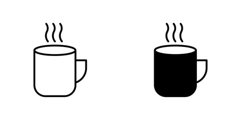 Hot coffee Mug icon symbol collection on white background.