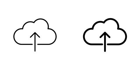Cloud upload icon symbol collection on white background.