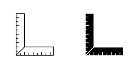 Ruler combined icon symbol collection on white background.