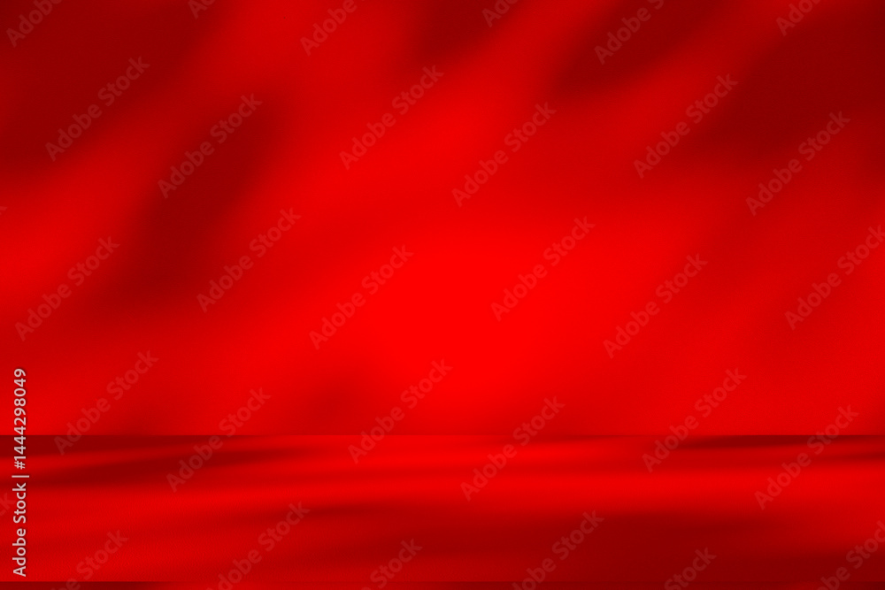Leinwandbilder wall interior background, studio and backdrops show products.with shadow from window color red backg