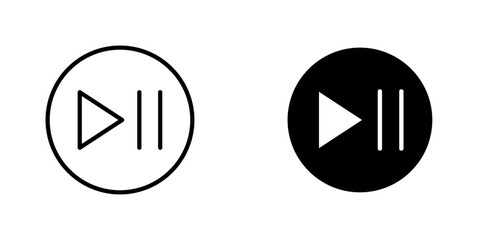 Play pause icon symbol collection on white background.