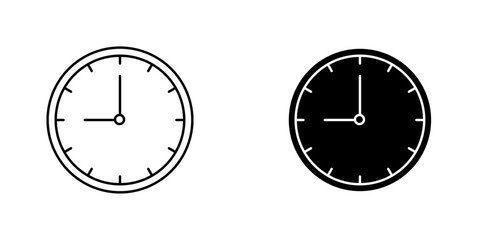 Clock nine icon symbol collection on white background.
