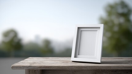 minimalistic image of family photo frame placed on empty wooden table symbolizing parental bonds