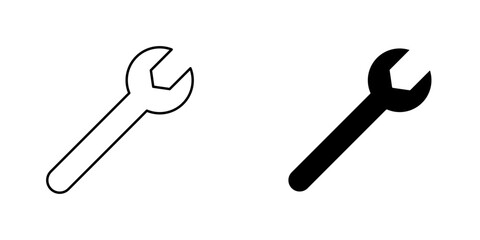 Wrench icon symbol collection on white background.