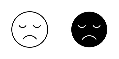 Sad icon symbol collection on white background.