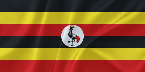 Uganda Flag Waving in The Wind
