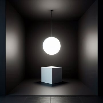 Minimalist Void A corner of pure matte black walls floor and cei