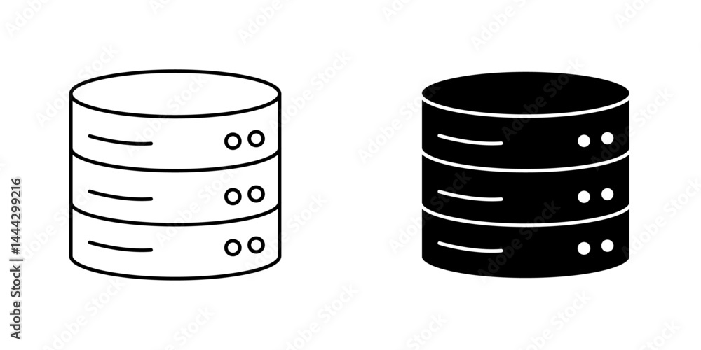 Poster database icon symbol collection on white background.